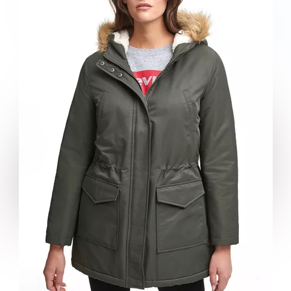 Levi's Hooded Parka With Faux-Fur Trim — NWOT